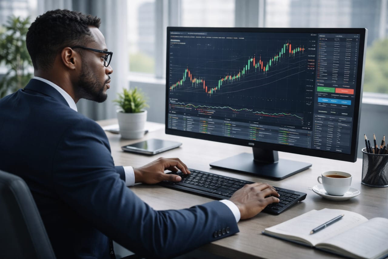 Financial professional analysing market data